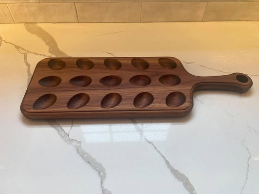 Dual-Sided Solid Walnut Charcuterie Board & Deviled Egg Tray