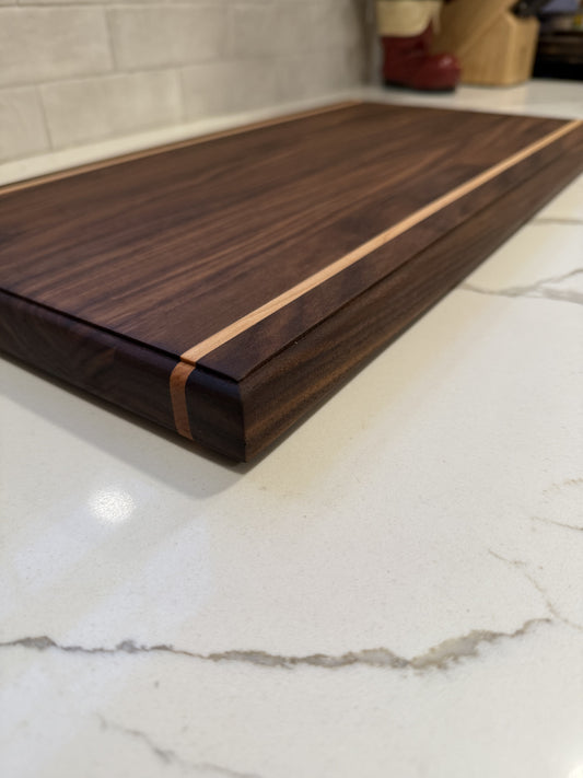 Handcrafted Solid Walnut Cutting Board with Maple Accents