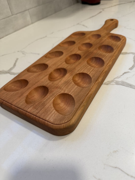 Duel-Sided Solid Cherry Charcuterie Board & Deviled Egg Tray